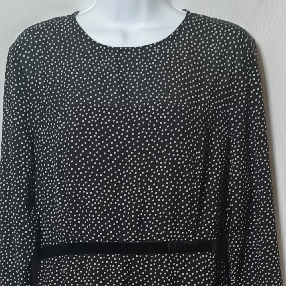 Lulus Women's Black and White Polka-dot Long Sleeve Mini Dress. Size L - Picture 3 of 14